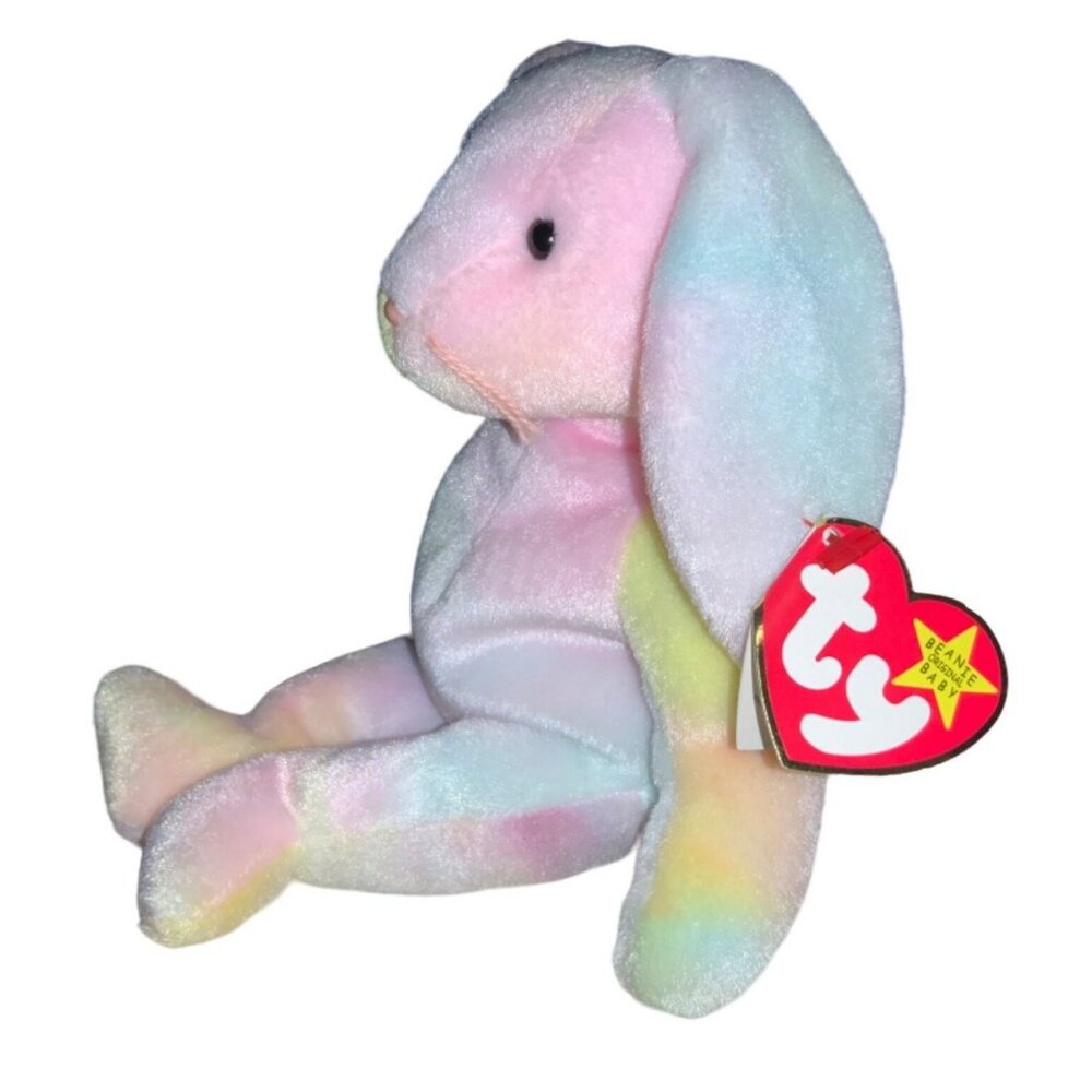 Ty Beanie Baby Hippie Bunny Pastel Tie-Dye Plush Toy 1998 Original With Tags - Picture 4 of 12